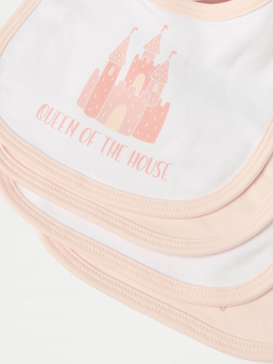 Printed Bib with Button Closure - Set of 7