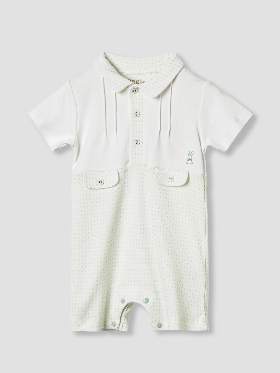 Printed Romper with Short Sleeves