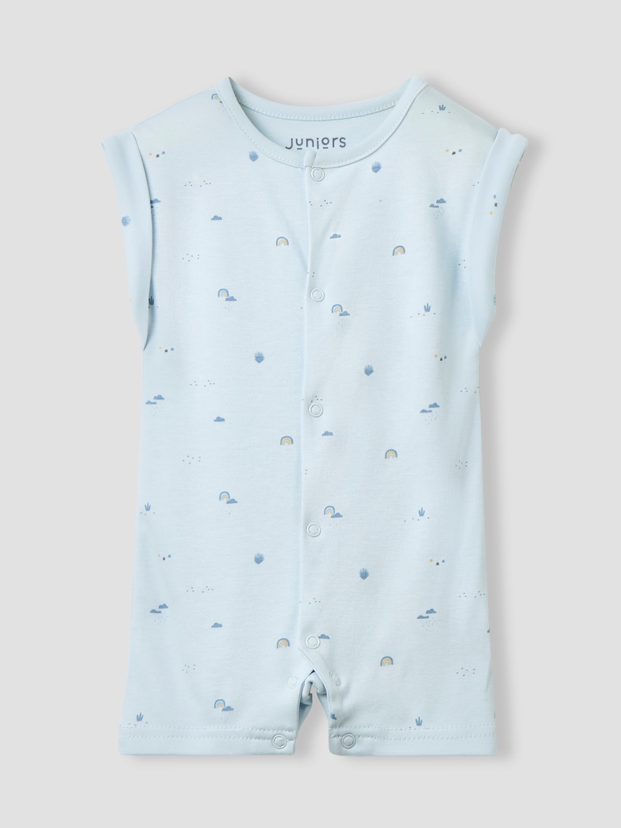 Printed Romper with Button Closure - Set of 2