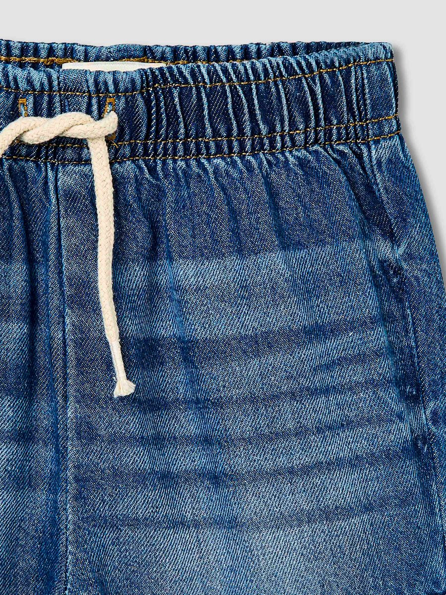 Solid Jeans with Drawstring Closure and Pockets