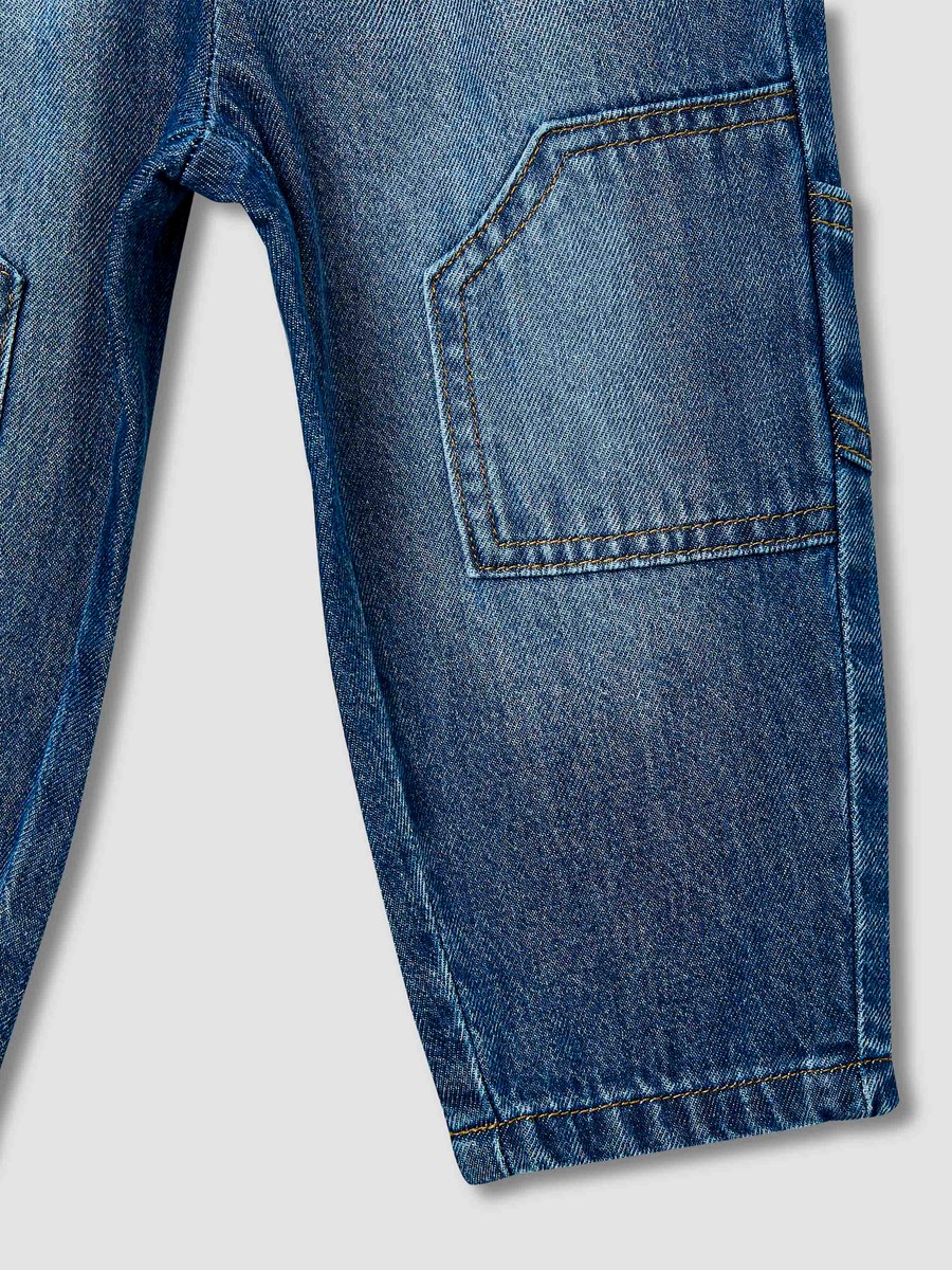 Solid Jeans with Drawstring Closure and Pockets