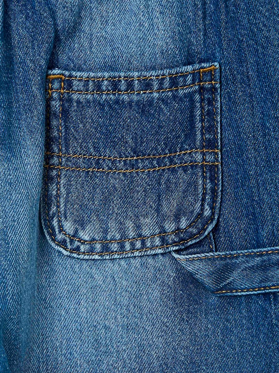 Solid Jeans with Drawstring Closure and Pockets