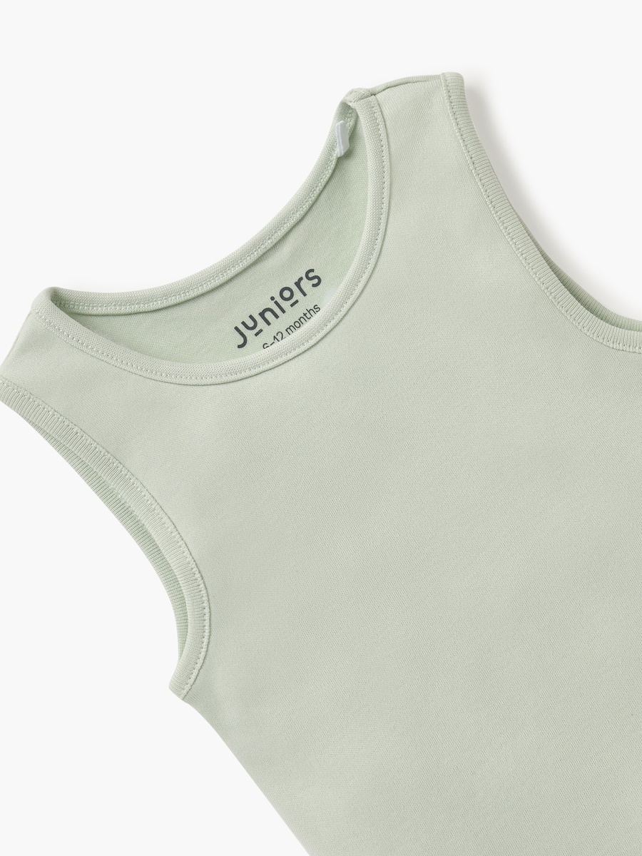 Solid Sleeveless Bodysuit with Snap Button Closure