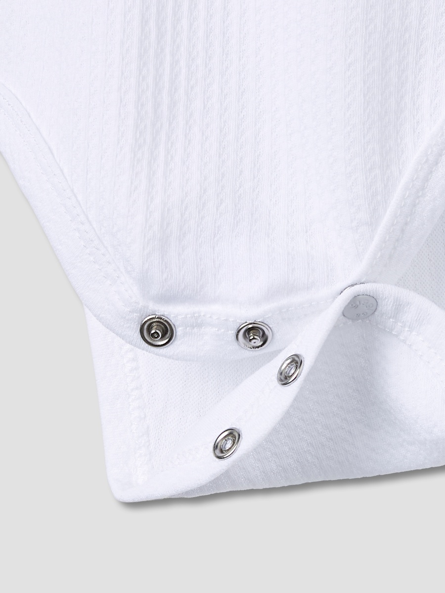 Giggles Textured Bodysuit with Embroidered Collar and Button Closure