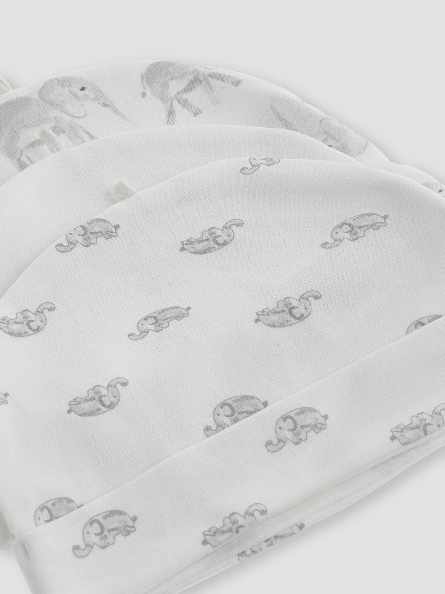 Elephant Print Beanie Cap - Set of 3