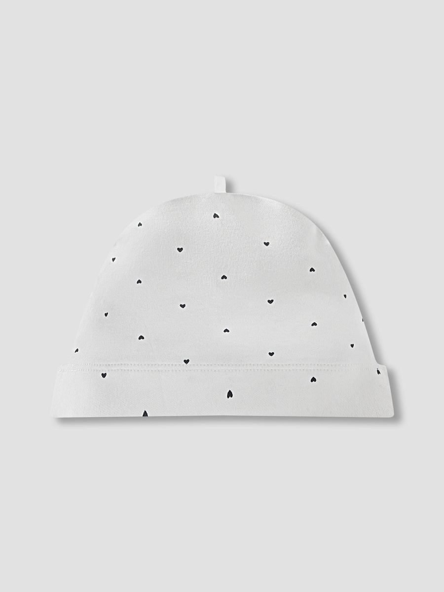 Heart Print Cap with Bow Accent