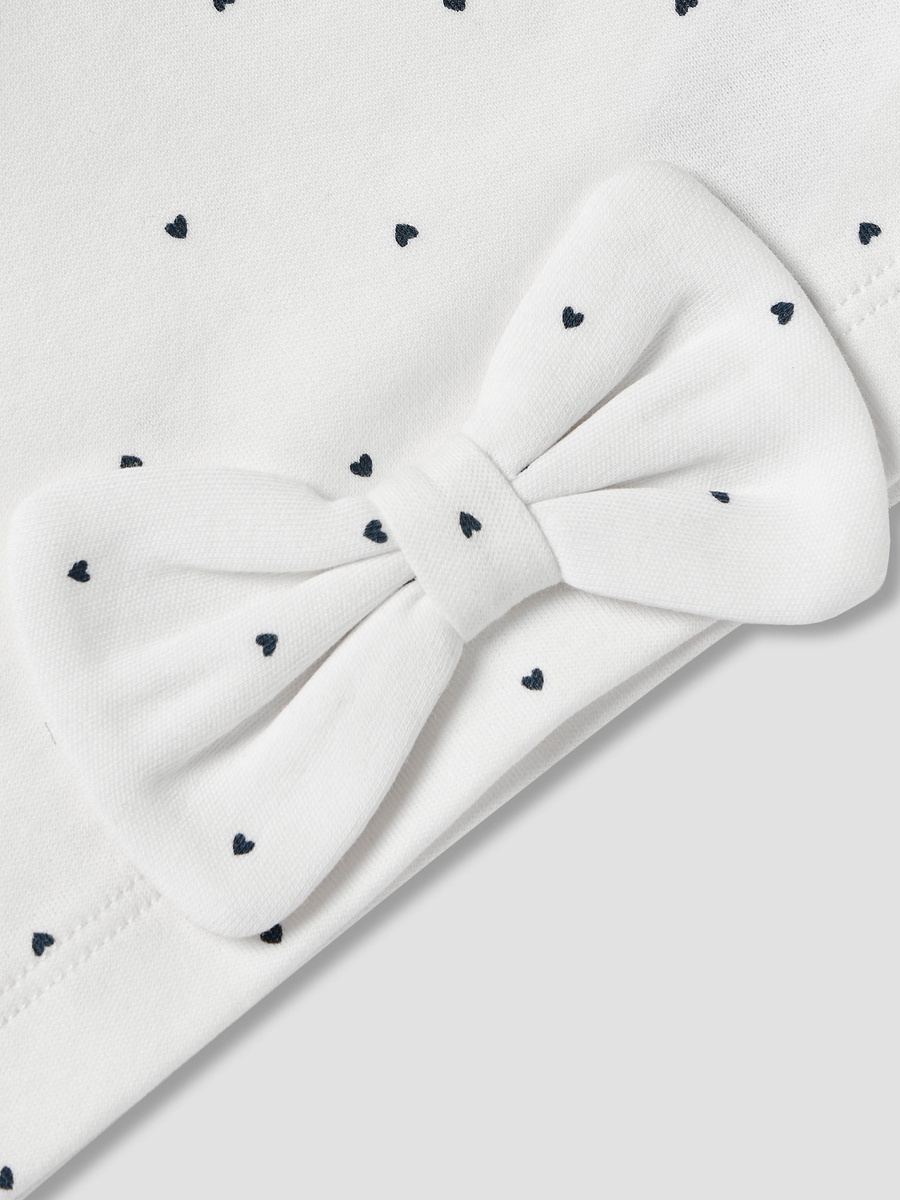 Heart Print Cap with Bow Accent