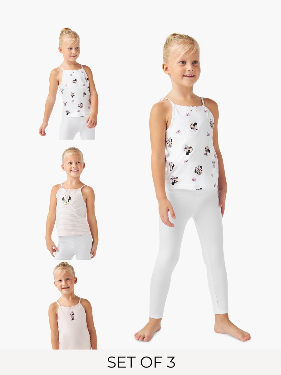 Minnie Mouse Print Vest with Bow Accent - Set of 3