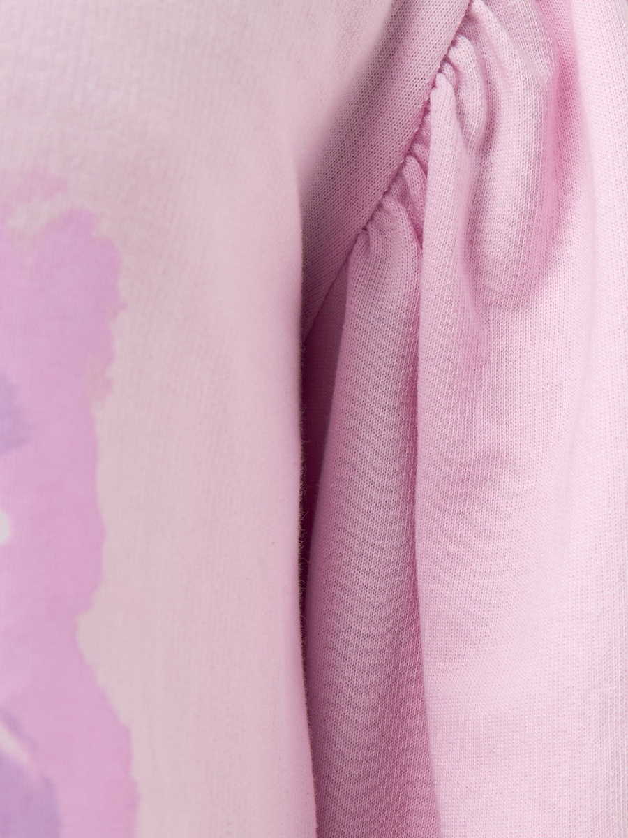 Flower Applique T-Shirt with 3/4 Sleeves and Ruffle Detail
