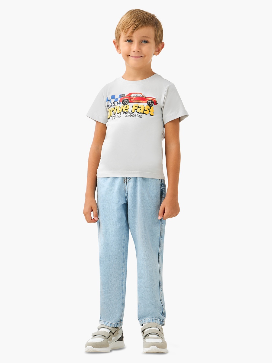 Car Graphic Print T-Shirt with Short Sleeves
