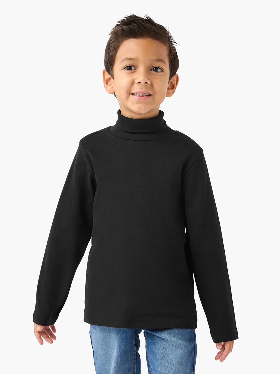 Solid Turtleneck T-Shirt with Long Sleeves