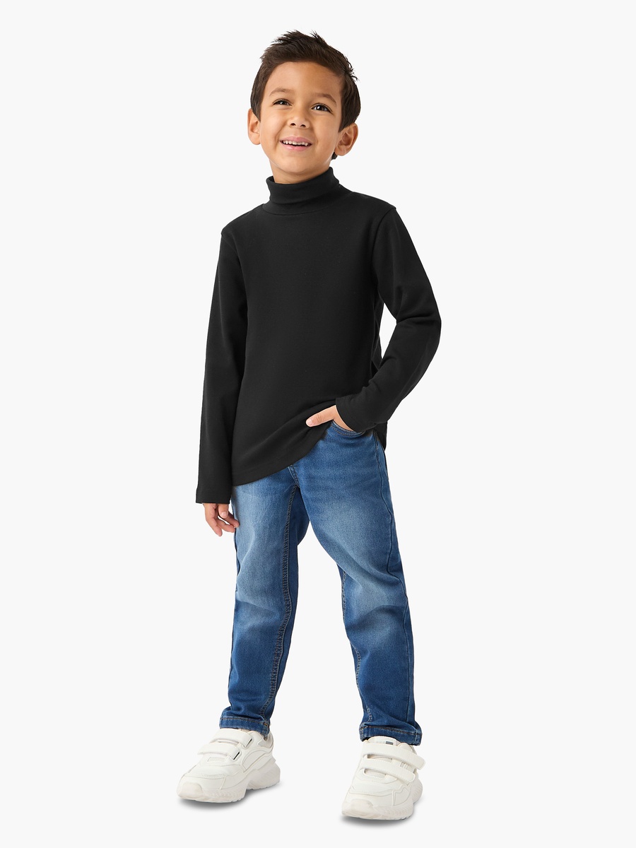 Solid Turtleneck T-Shirt with Long Sleeves