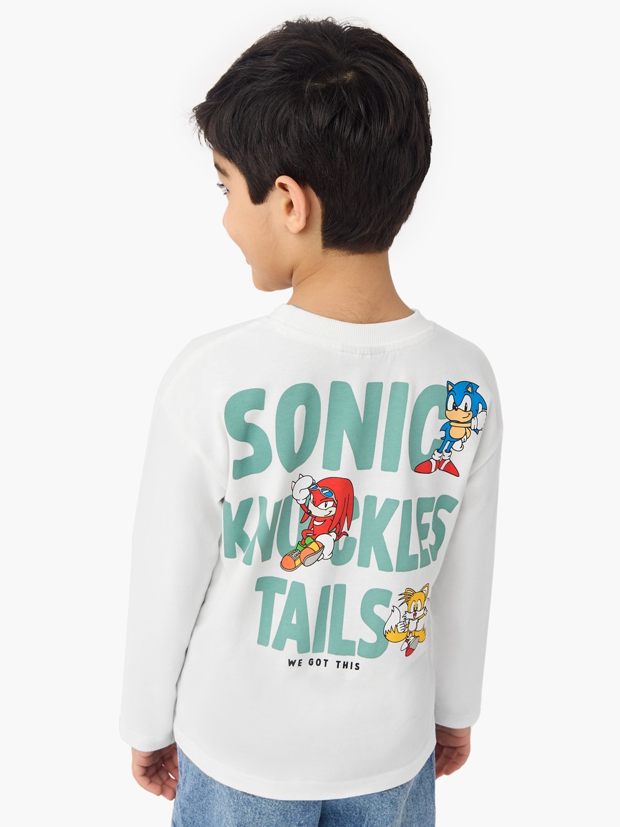 Sonic the Hedgehog Print T-Shirt with Long Sleeves