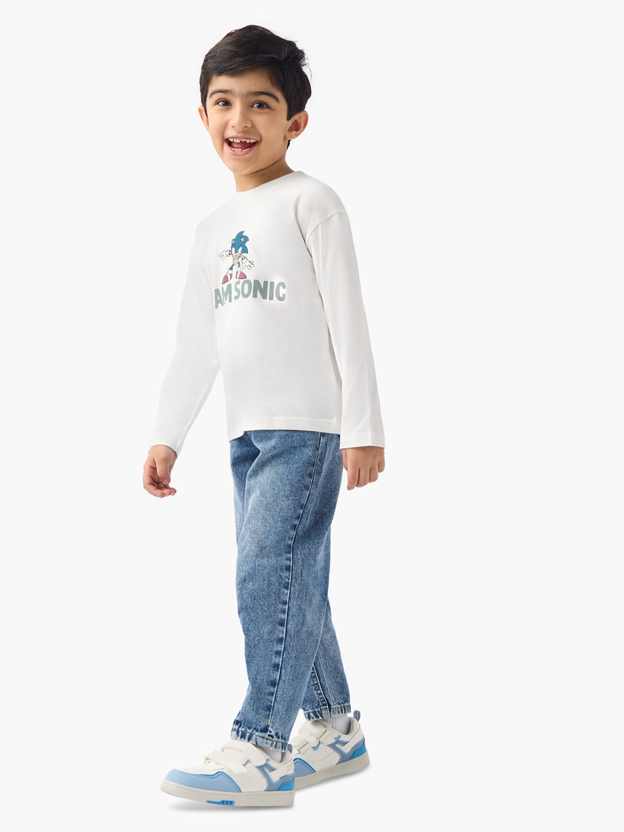 Sonic the Hedgehog Print T-Shirt with Long Sleeves