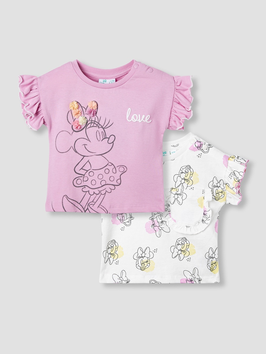 Minnie Mouse Print T-Shirt with Ruffles - Set of 2