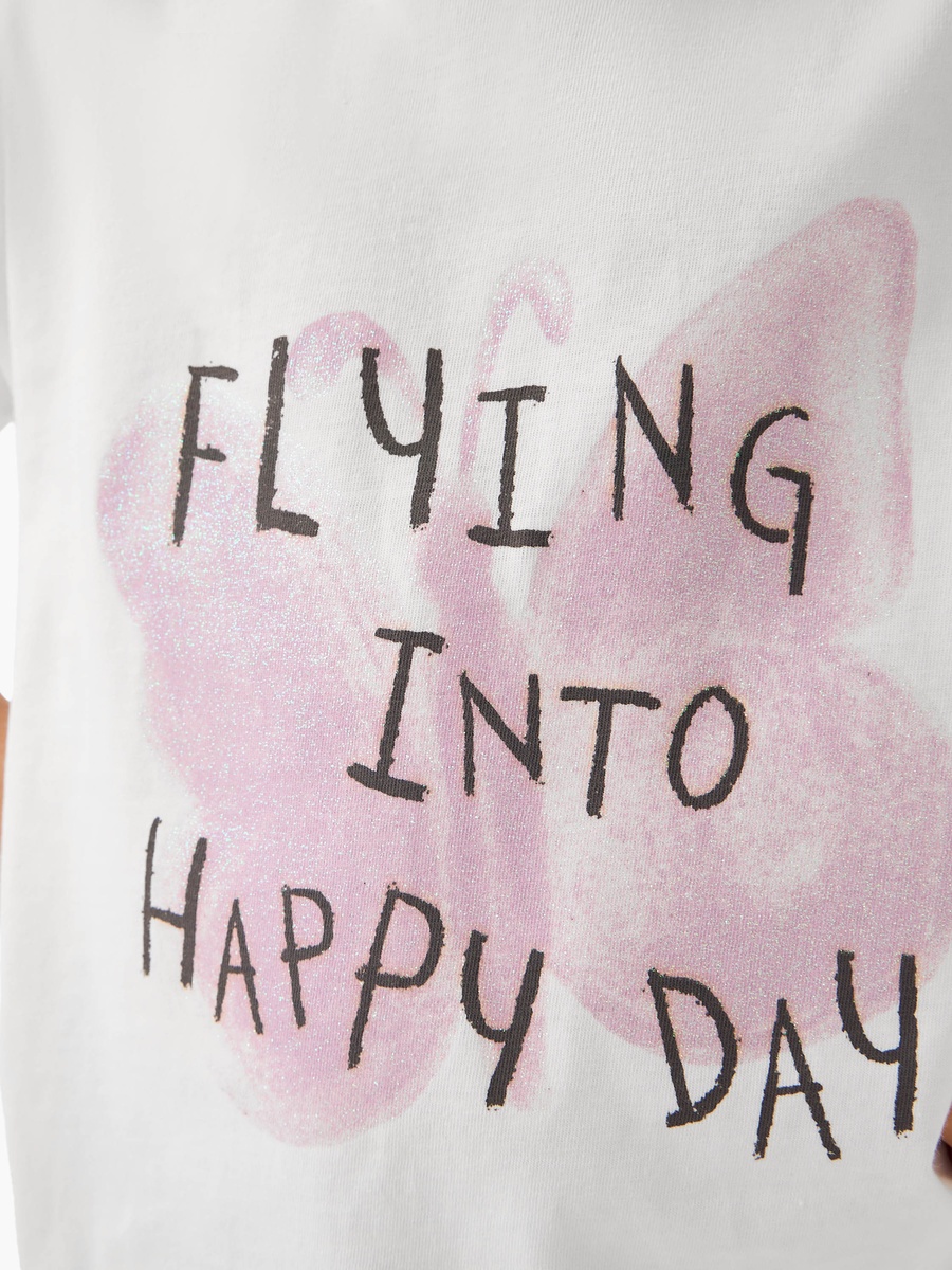 Slogan Print T-Shirt with Short Sleeves
