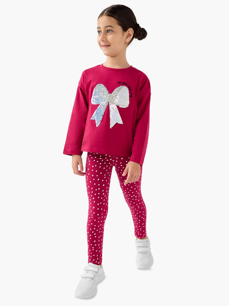Embellished Bow T-Shirt with Long Sleeves