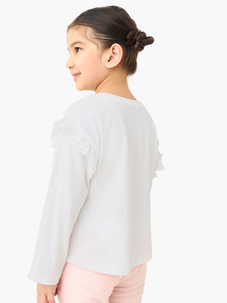 Cat Print T-Shirt with Long Sleeves