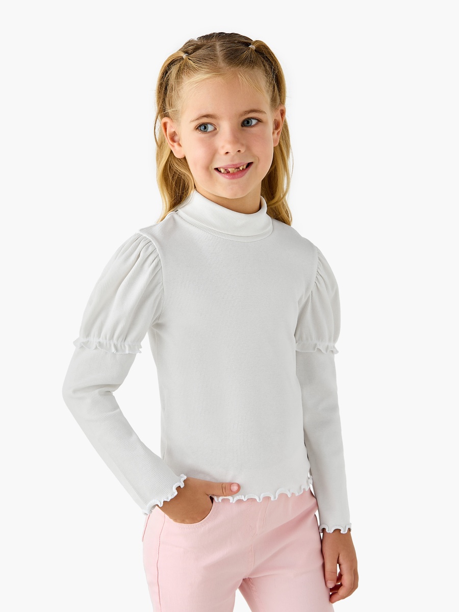 Ribbed Turtleneck Top with Long Sleeves