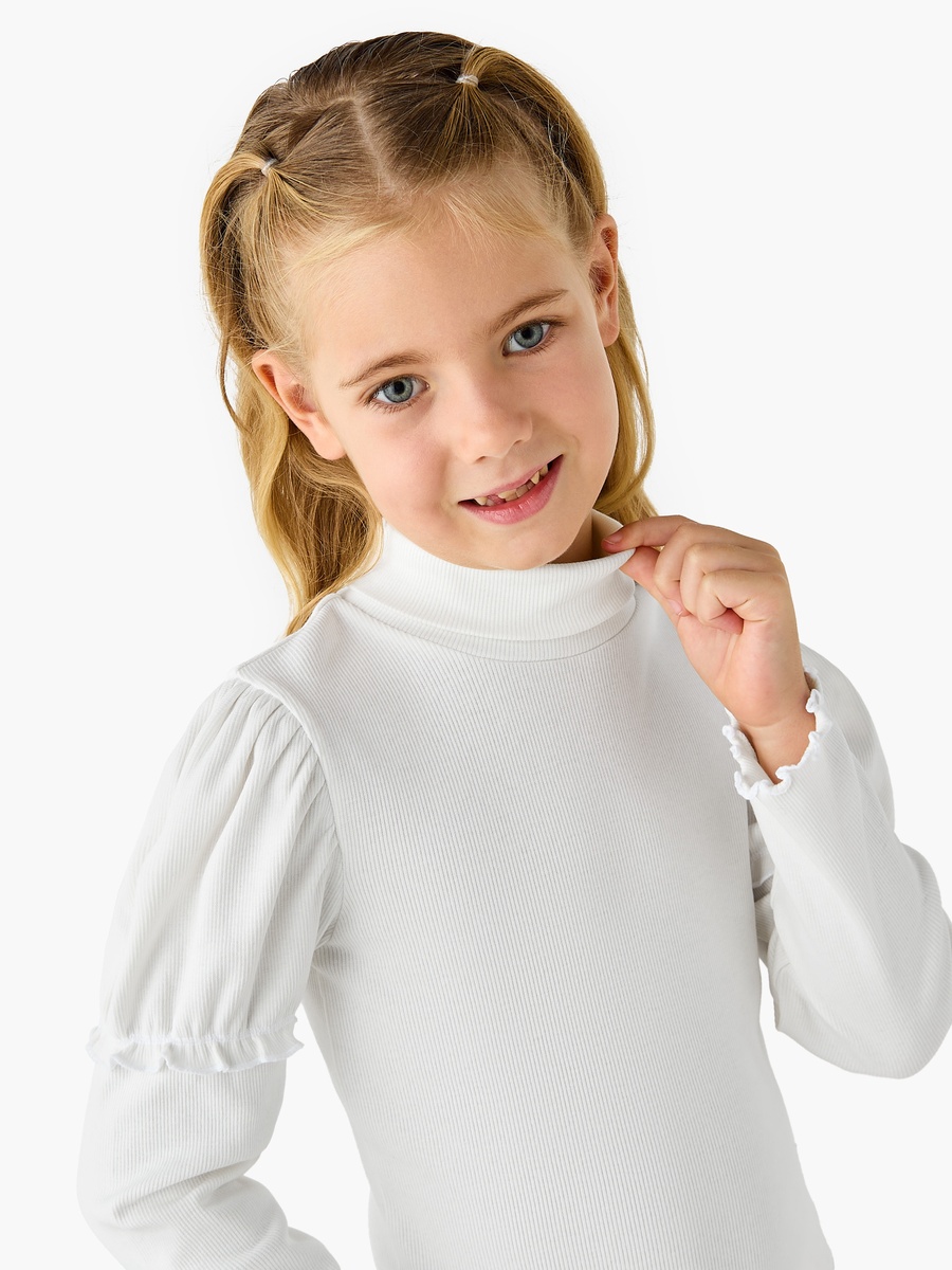 Ribbed Turtleneck Top with Long Sleeves