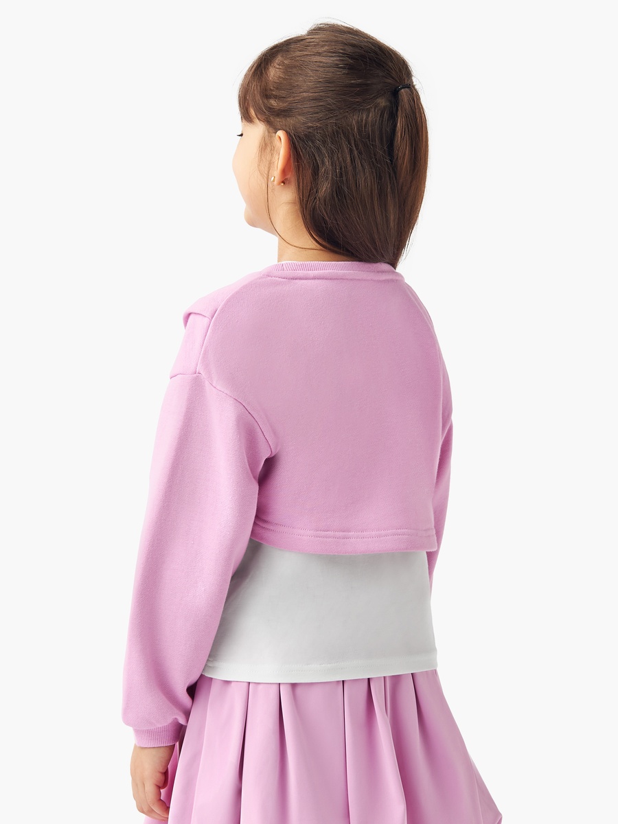 Solid Cropped Sweatshirt with Tank Top