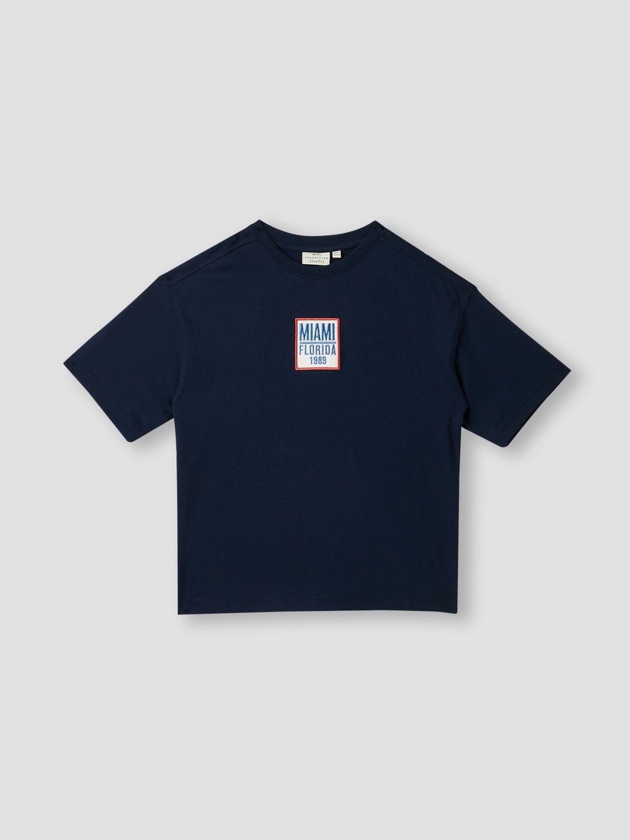 Typographic Print T-Shirt with Short Sleeves