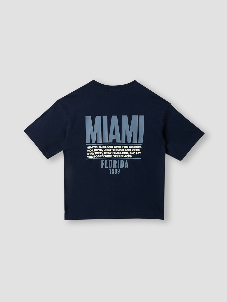 Typographic Print T-Shirt with Short Sleeves