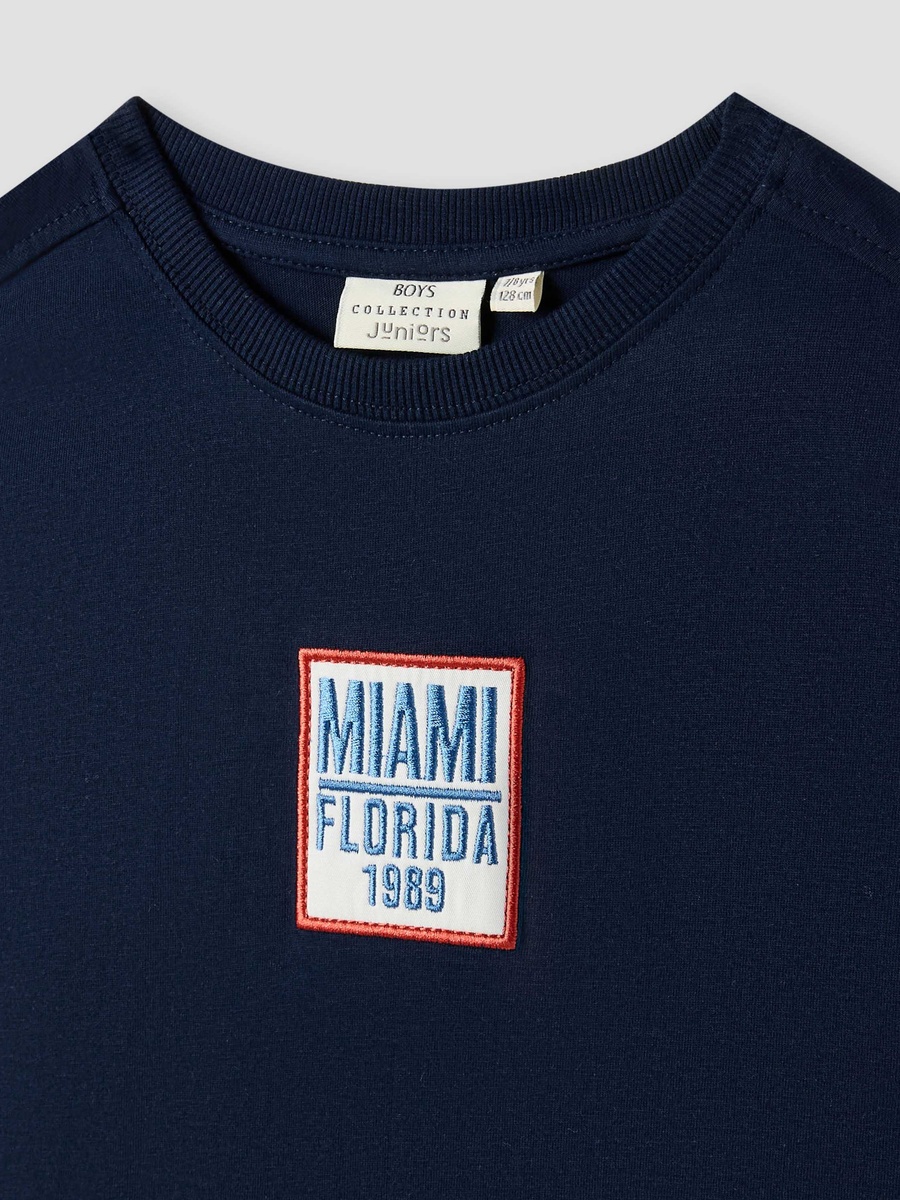 Typographic Print T-Shirt with Short Sleeves