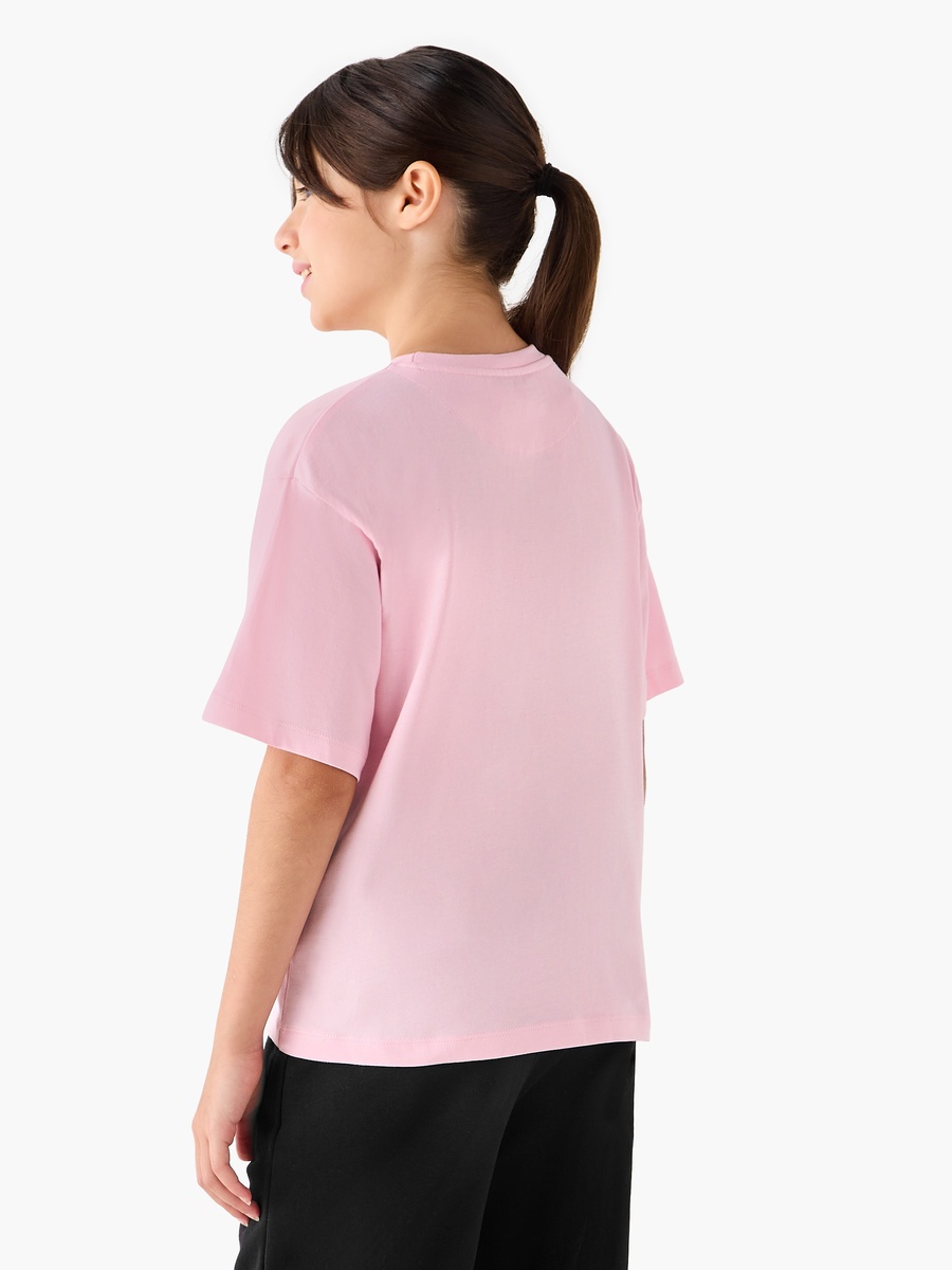 Embellished Slogan T-Shirt with Short Sleeves