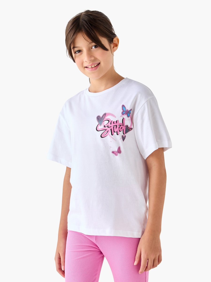 Stitch Print T-Shirt with Short Sleeves