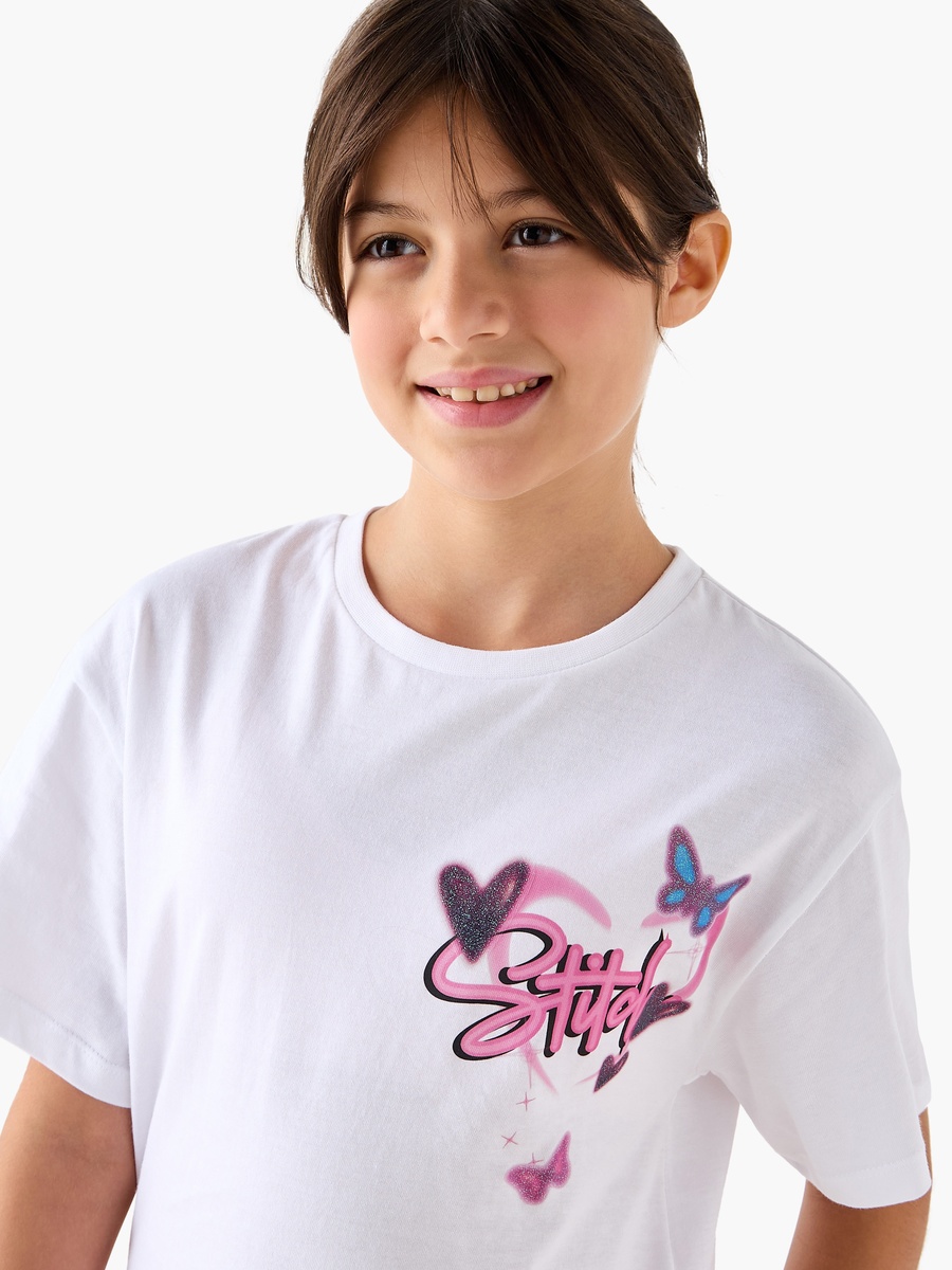 Stitch Print T-Shirt with Short Sleeves