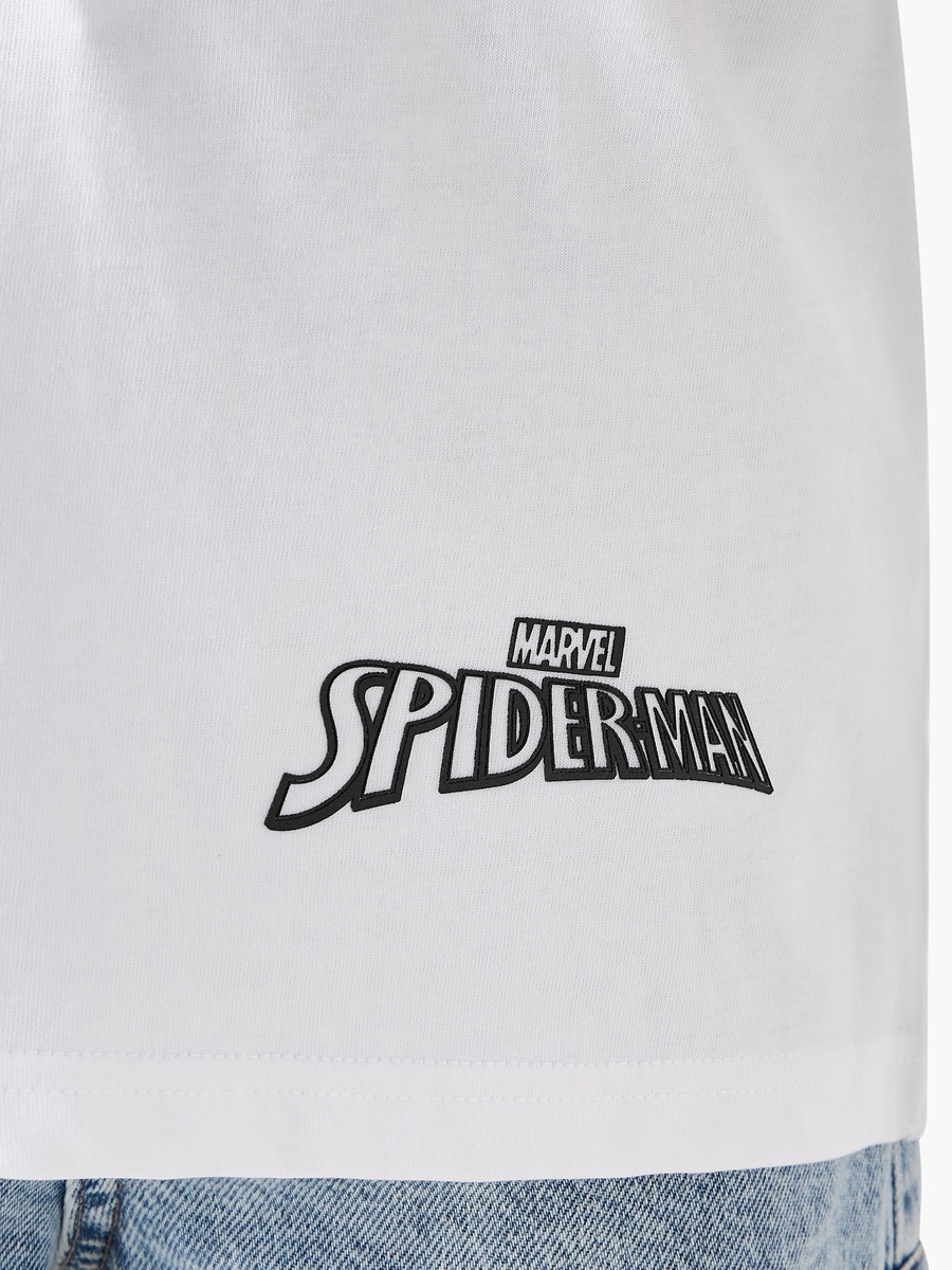 Spider-Man Print Crew Neck T-Shirt with Short Sleeves