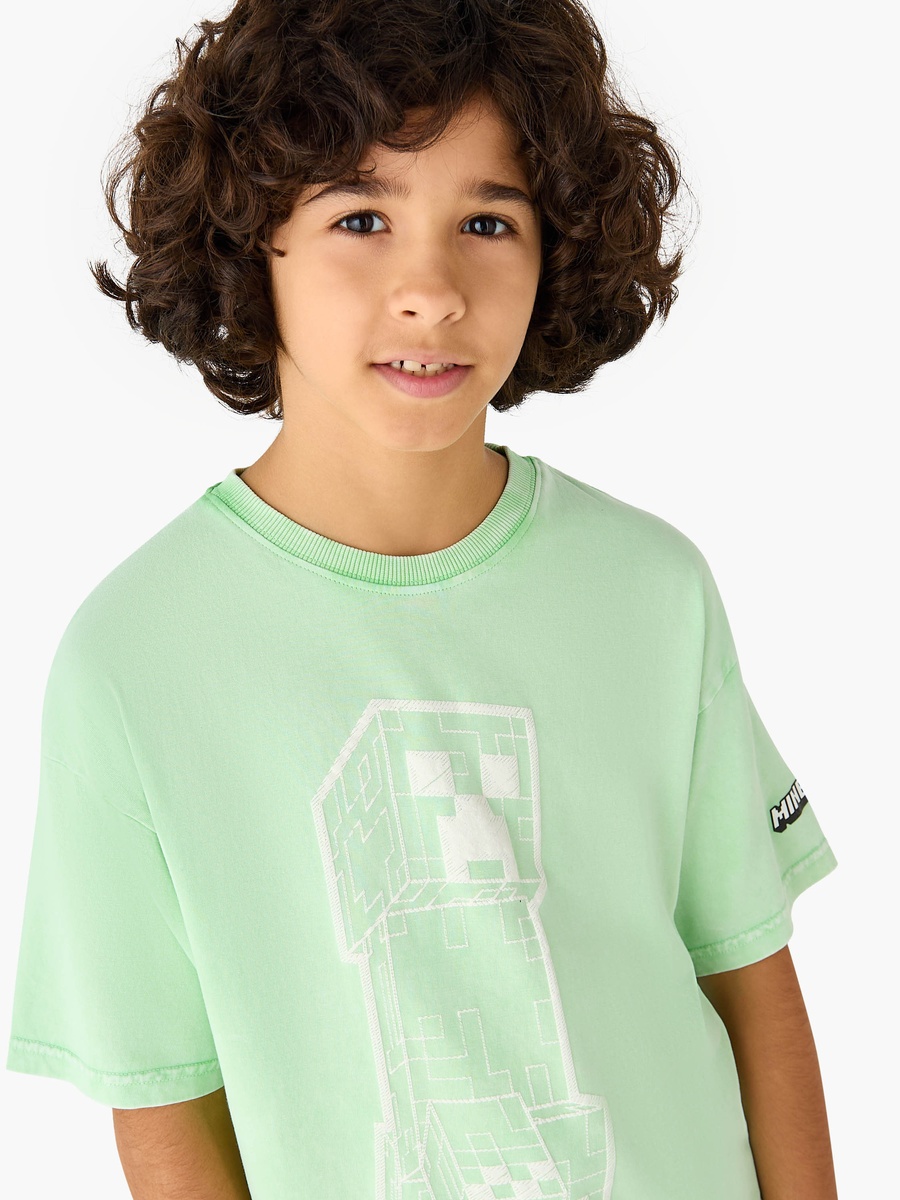 Minecraft Printed T-Shirt with Short Sleeves