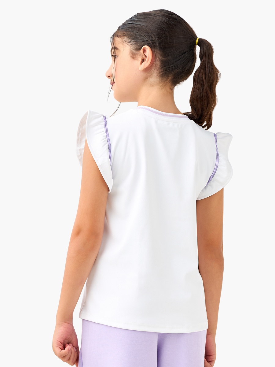 Logo Print T-Shirt with Flutter Sleeves