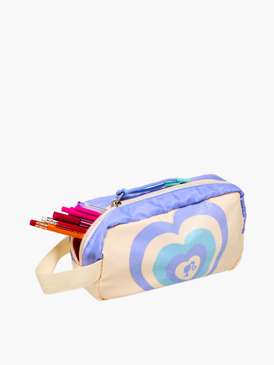 Barbie Heart Print Pencil Pouch with Zip Closure