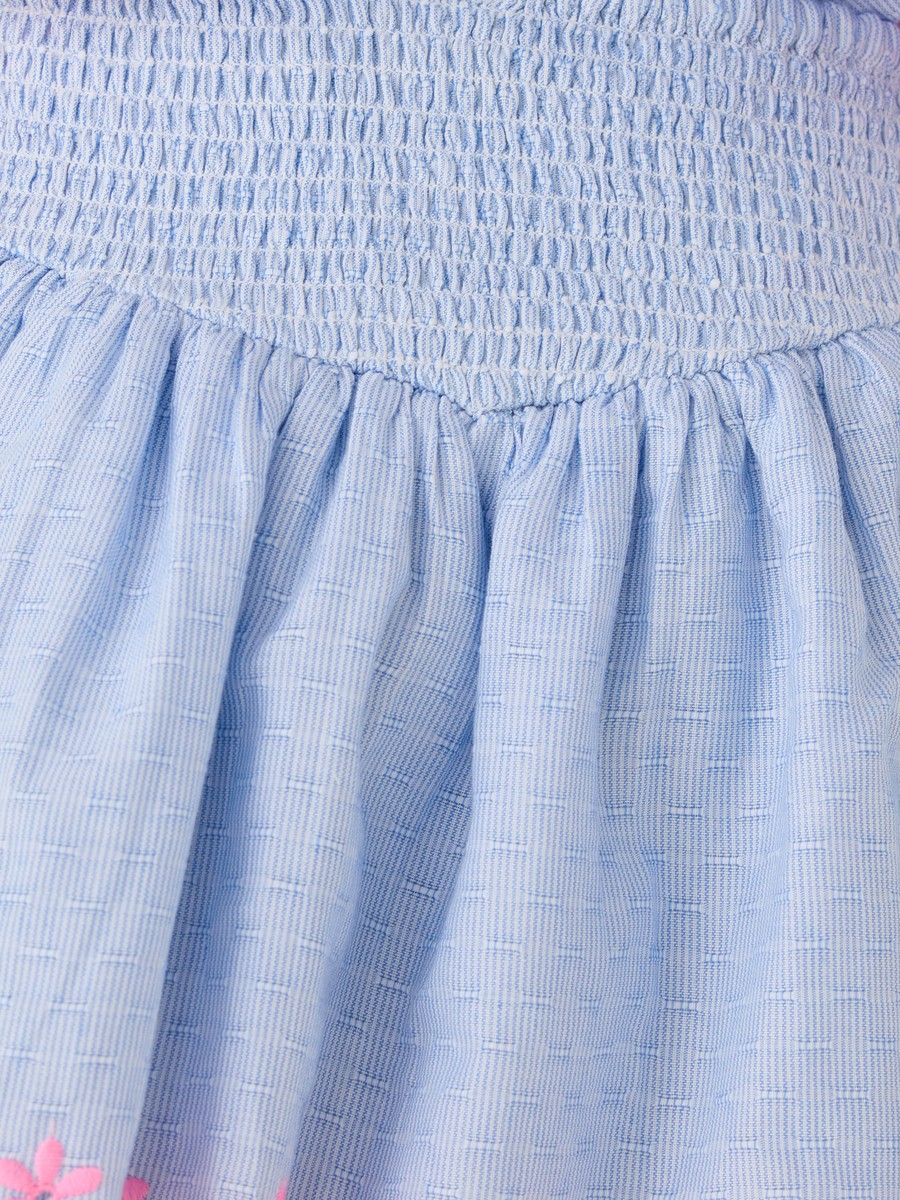 Tiered A-Line Skirt with Floral Embroidery