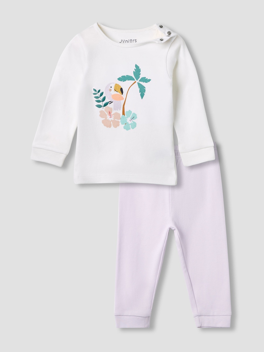 Tropical Embroidered T-Shirt and Pyjama Set