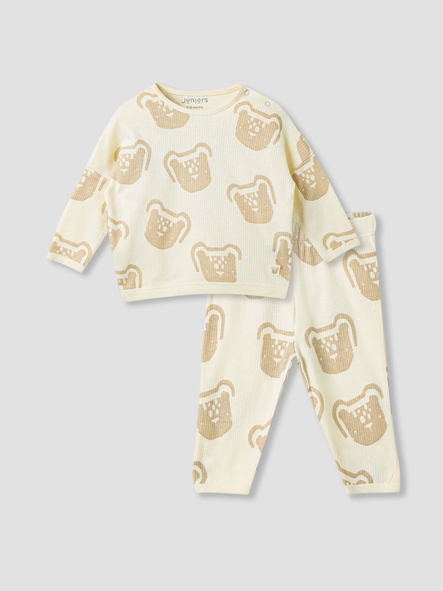 Bear Print T-Shirt and Pyjama Set