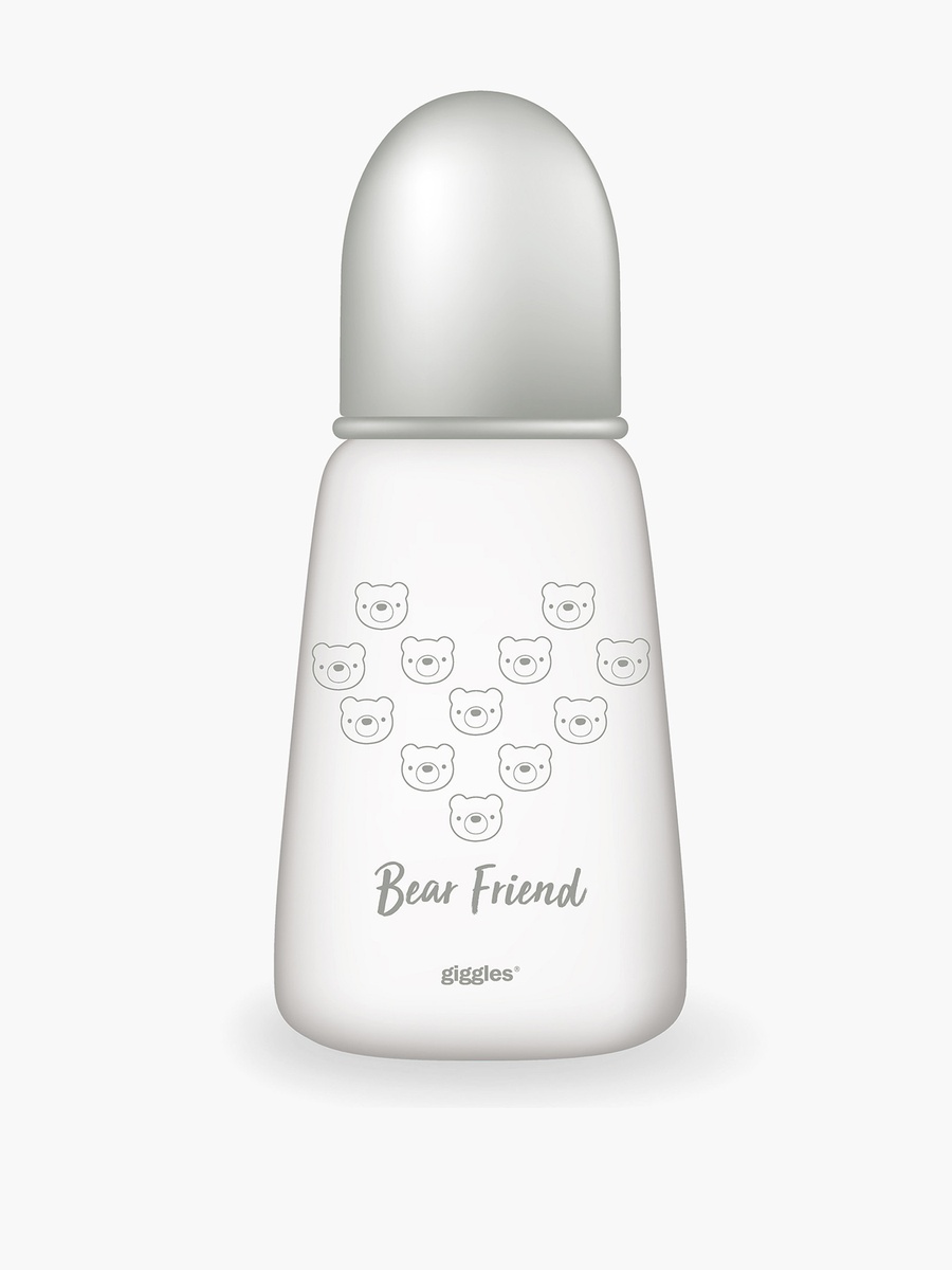 Printed Glass Feeding Bottle with Cap - 120 ml