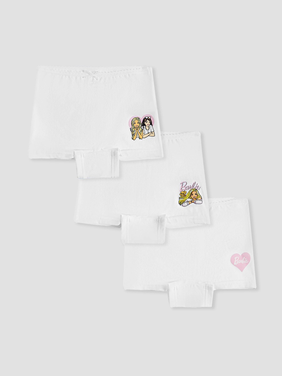 Barbie Print Briefs with Elasticated Waistband - Set of 3
