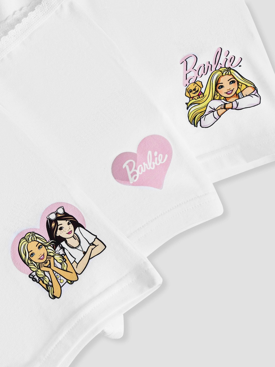 Barbie Print Briefs with Elasticated Waistband - Set of 3