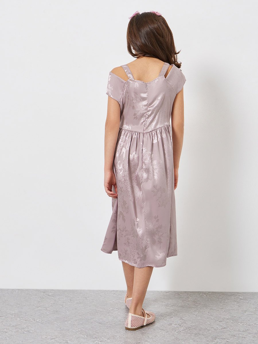 Girls Lilac Cross Over Shoulder Dress 