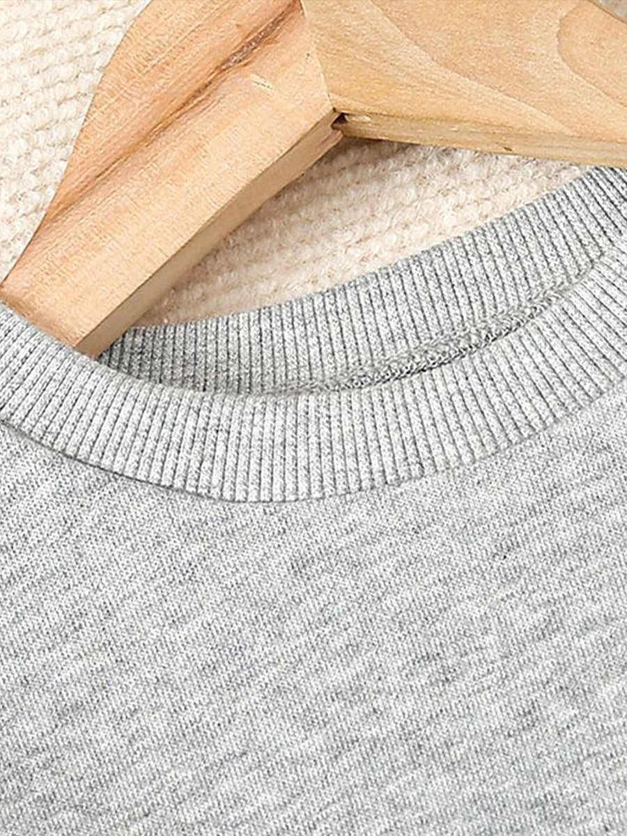 Girls Grey Color Block Sweatshirt and Flare Pants Set