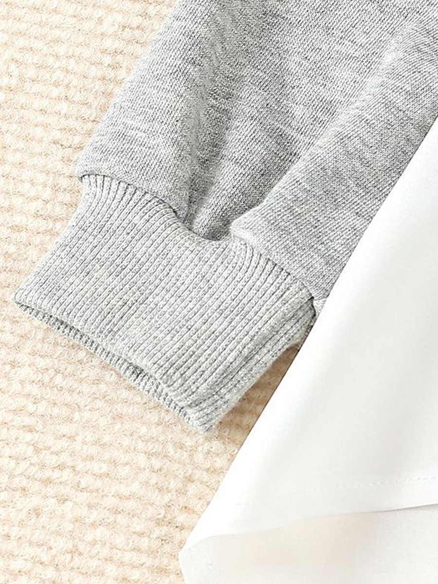 Girls Grey Color Block Sweatshirt and Flare Pants Set