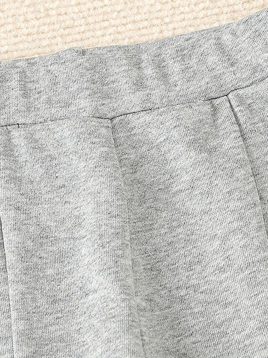 Girls Grey Color Block Sweatshirt and Flare Pants Set