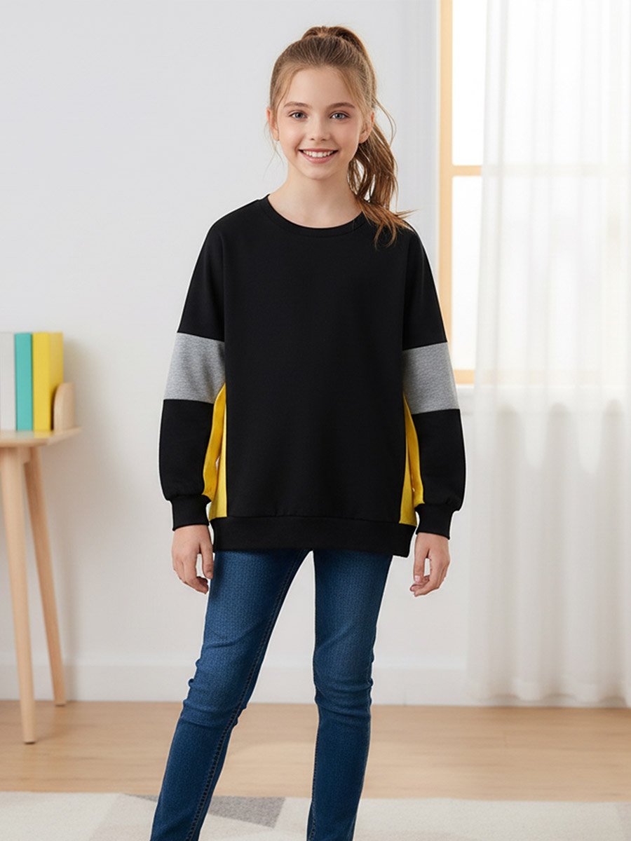Girls Color Block Long Sleeve Sweatshirt
