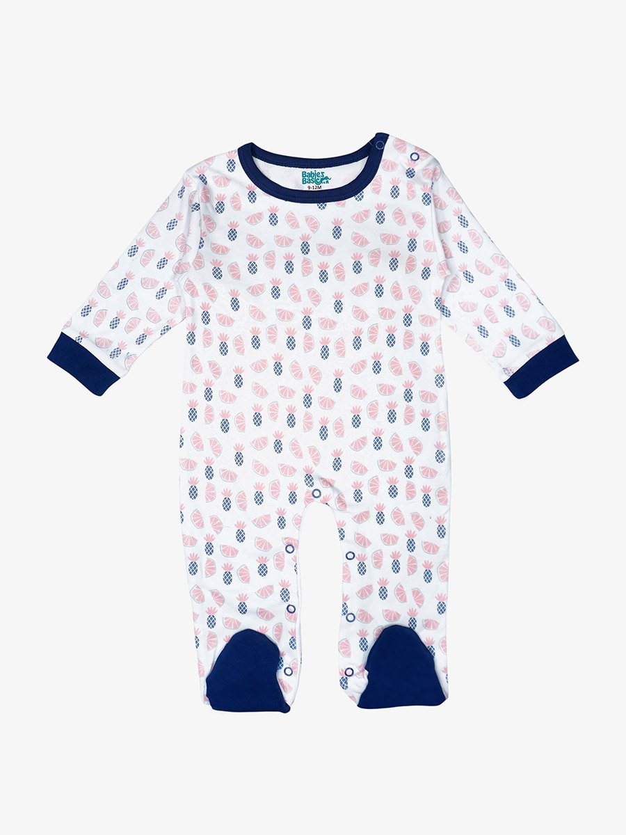 5-Piece 100% Cotton Bib, Romper, Mittens, Cap and Sleepsuit Set