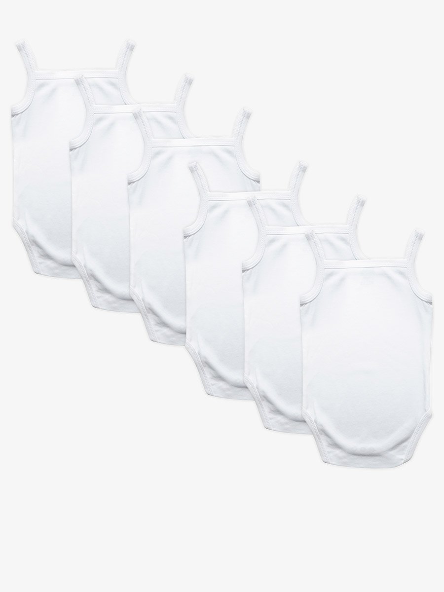 Pack of 6 - 100% Super Combed Cotton Sleeveless Bodysuit