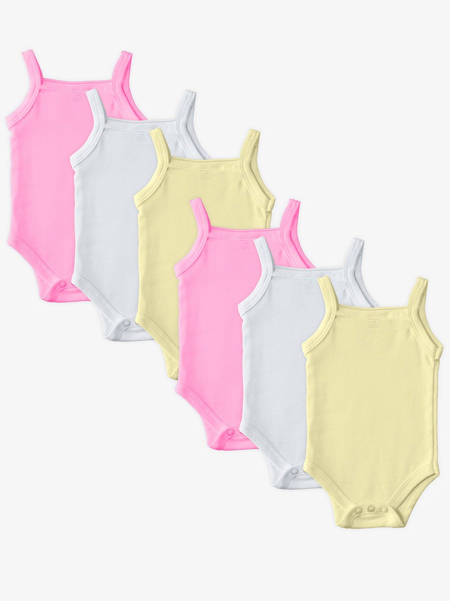 Pack of 6 - 100% Super Combed Cotton Sleeveless Bodysuit