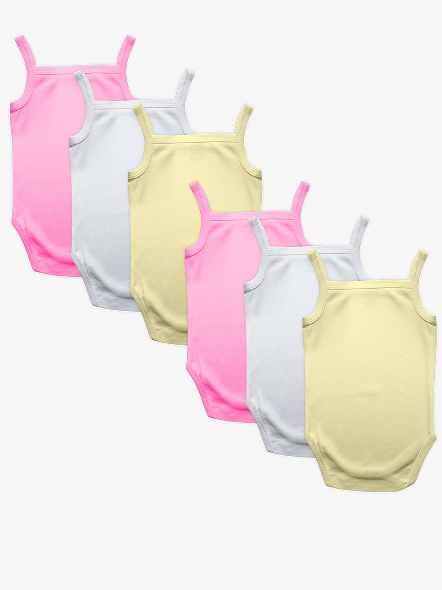 Pack of 6 - 100% Super Combed Cotton Sleeveless Bodysuit